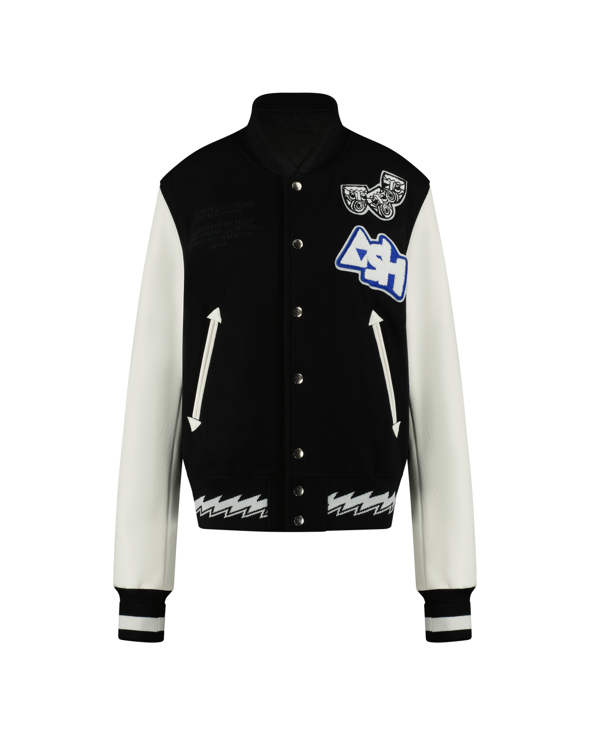 Ashluxe Men's Varsity Jacket Black White