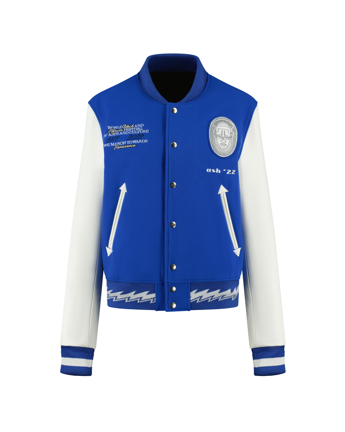 Ashluxe Men's Varsity Jacket Blue White